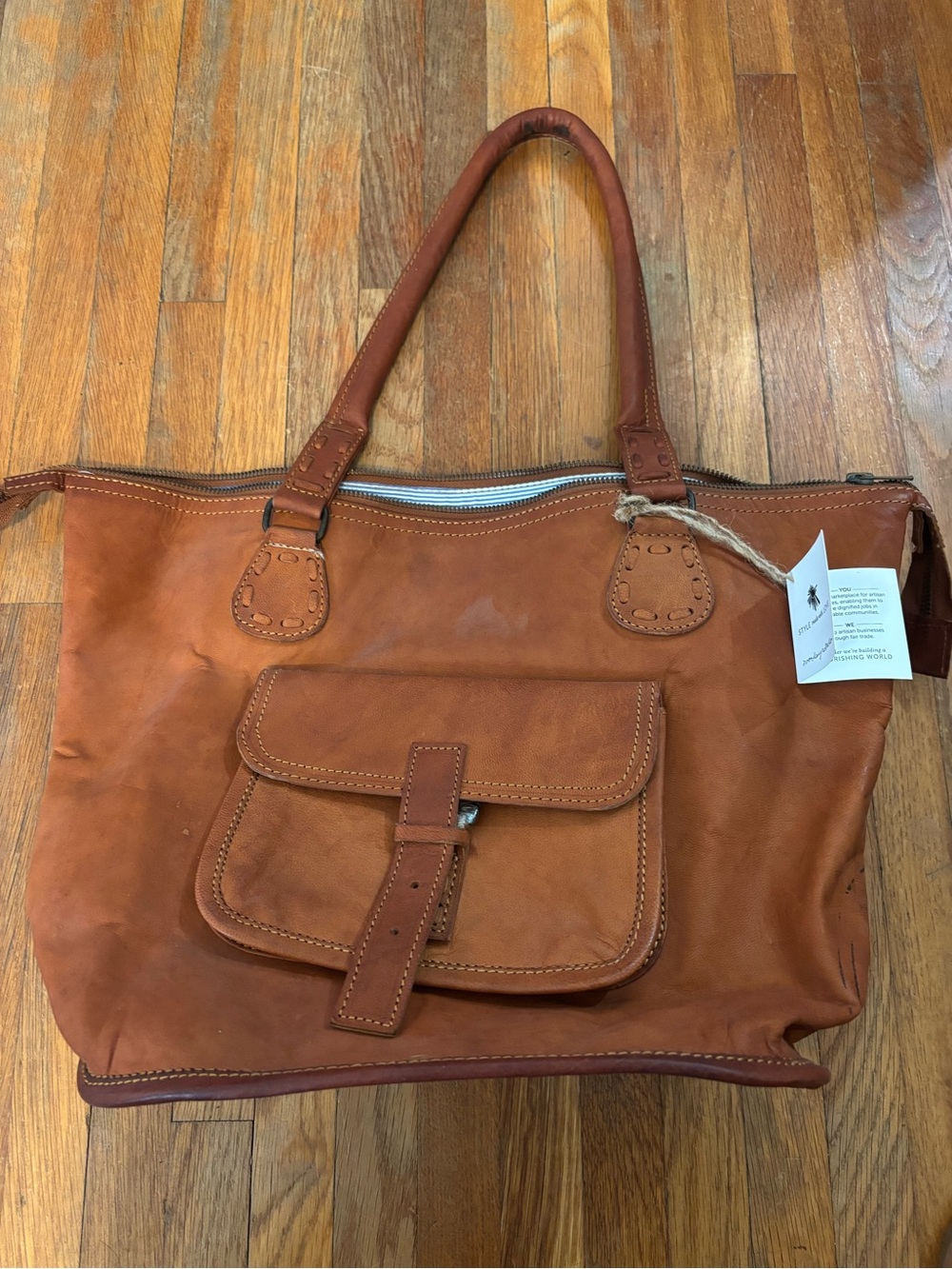 Brand New Noonday Collection Leather Tote in Cognac Brown
